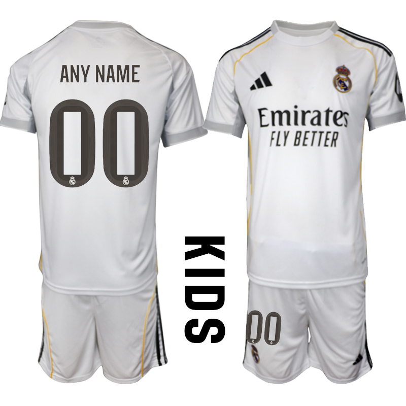 Youth 2025-2026 Club Real Madrid  home white customized Soccer Jersey